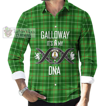 Galloway Tartan Long Sleeve Button Shirt with Family Crest DNA In Me Style