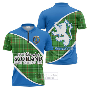 Galloway Family Crest Tartan Zipper Polo Shirt Celebrate Saint Andrew's Day in Style