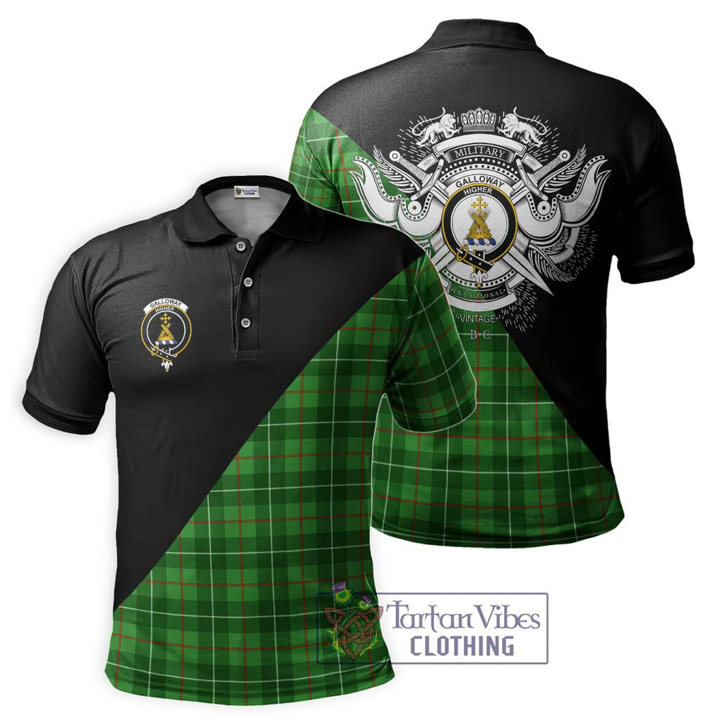 Galloway Tartan Polo Shirt with Family Crest and Military Logo Style Kid - Tartanvibesclothing Shop