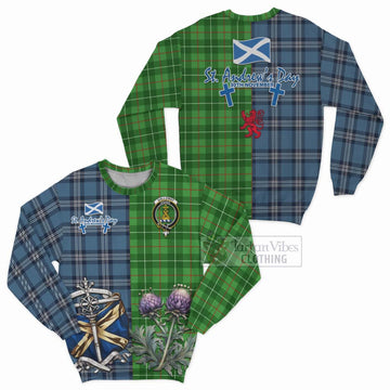 Galloway Tartan Sweatshirt Happy St. Andrew's Day Half Tartan Style