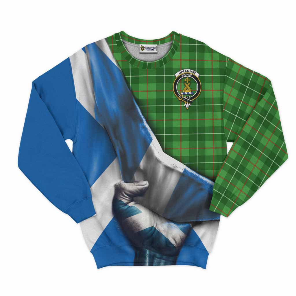 Tartan Vibes Clothing Galloway Tartan Sweatshirt with Family Crest Scotland Patriotic Style