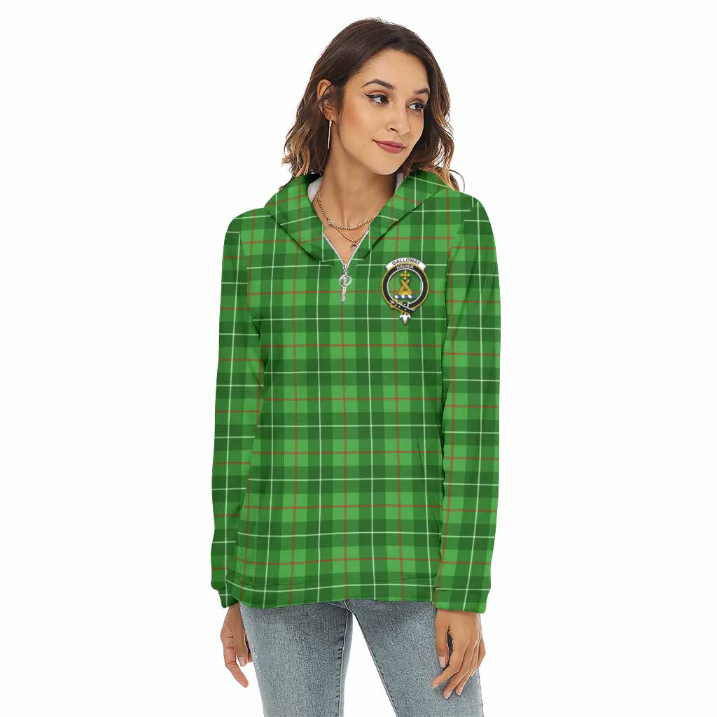 Tartan Vibes Clothing Galloway Tartan Crest Women's Borg  Half Zip Fleece Hoodie