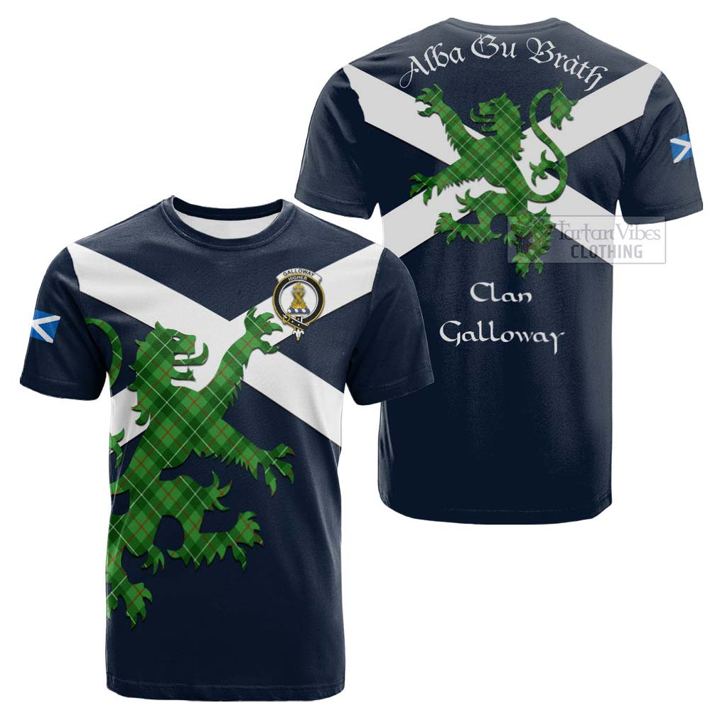 Tartan Vibes Clothing Galloway Tartan Lion Rampant Cotton T-shirt – Proudly Display Your Heritage with Alba Gu Brath and Clan Name