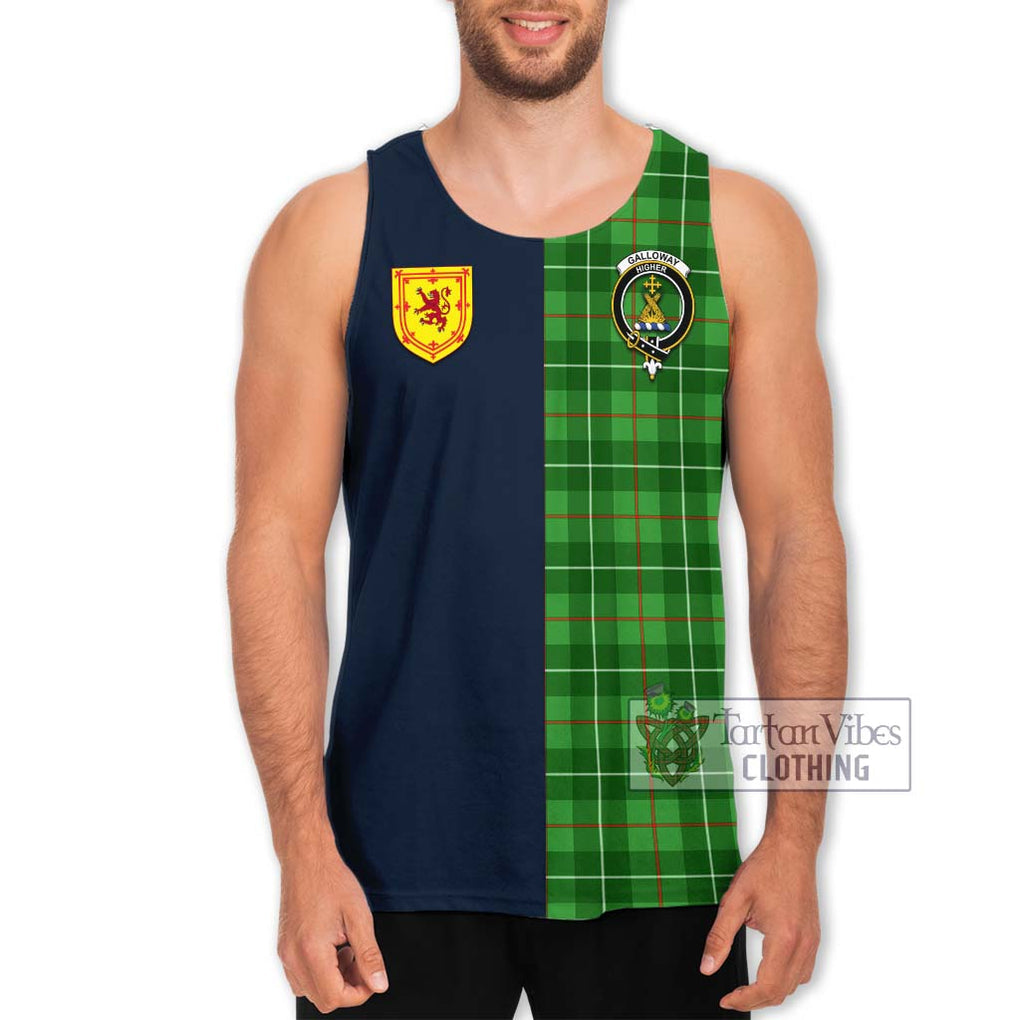 Tartan Vibes Clothing Galloway Tartan Men's Tank Top with Scottish Lion Royal Arm Half Style