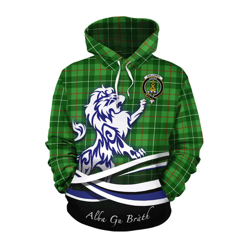 Tartan Vibes Clothing Galloway Tartan Cotton Hoodie with Alba Gu Brath Regal Lion Emblem