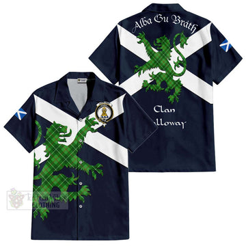 Galloway Tartan Lion Rampant Short Sleeve Button Shirt  Proudly Display Your Heritage with Alba Gu Brath and Clan Name