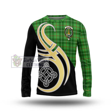 Galloway Tartan Long Sleeve T-Shirt with Family Crest and Celtic Symbol Style