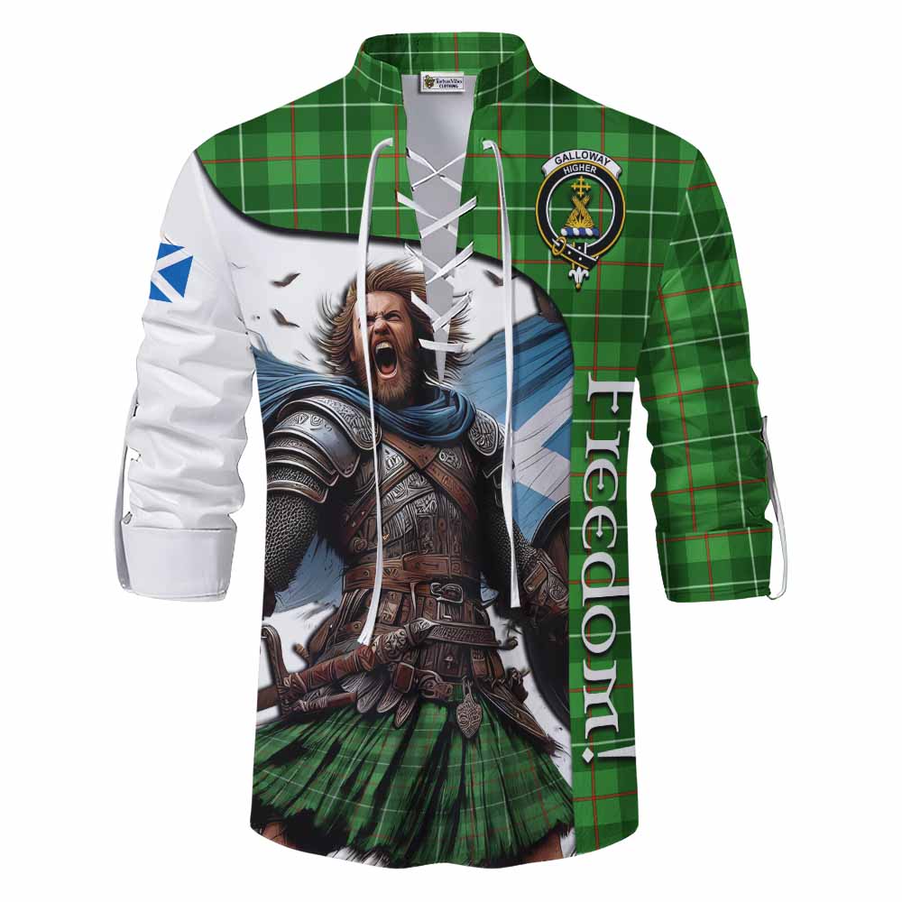 Tartan Vibes Clothing Galloway Crest Tartan Ghillie Kilt Shirt Inspired by the Freedom of Scottish Warrior