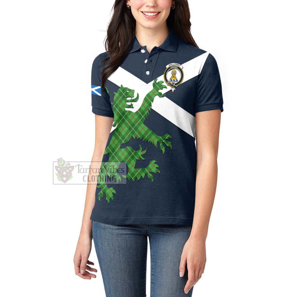 Tartan Vibes Clothing Galloway Tartan Lion Rampant Women's Polo Shirt – Proudly Display Your Heritage with Alba Gu Brath and Clan Name