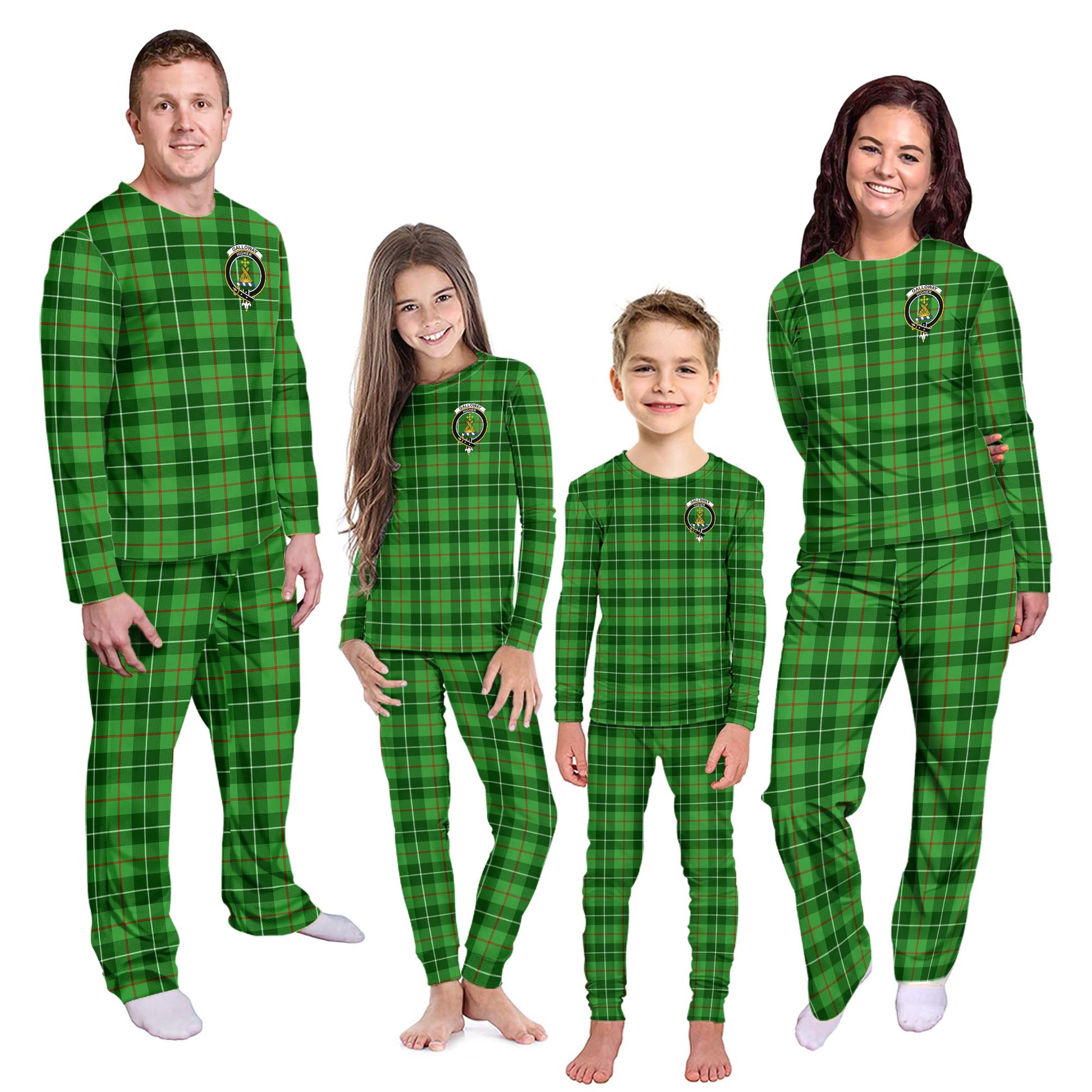 Galloway Tartan Pajamas Family Set with Family Crest Kid - Tartan Vibes Clothing