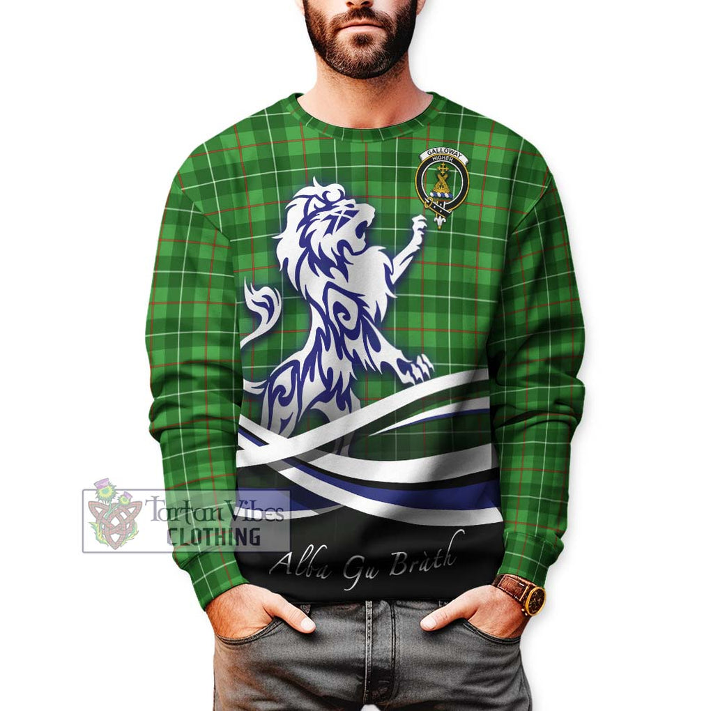 Galloway Tartan Sweatshirt with Alba Gu Brath Regal Lion Emblem Unisex - Tartanvibesclothing Shop