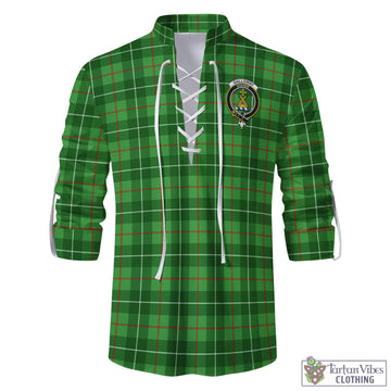 Galloway Tartan Men's Scottish Traditional Jacobite Ghillie Kilt Shirt with Family Crest