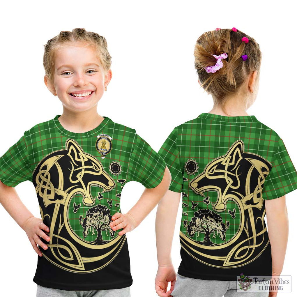 Galloway Tartan Kid T-Shirt with Family Crest Celtic Wolf Style - Tartan Vibes Clothing