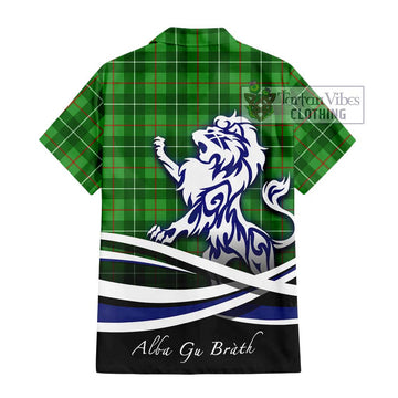 Galloway Tartan Short Sleeve Button Shirt with Alba Gu Brath Regal Lion Emblem