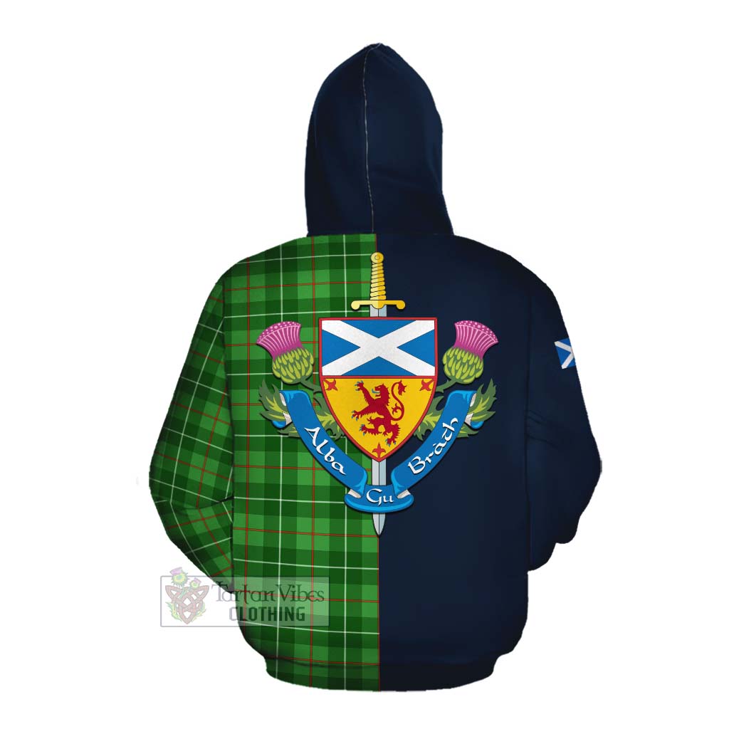 Tartan Vibes Clothing Galloway Tartan Cotton Hoodie Alba with Scottish Lion Royal Arm Half Style