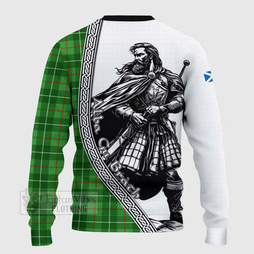 Galloway Tartan Clan Crest Knitted Sweater with Highlander Warrior Celtic Style