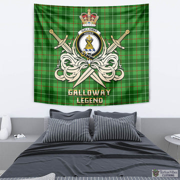 Galloway Tartan Tapestry with Clan Crest and the Golden Sword of Courageous Legacy