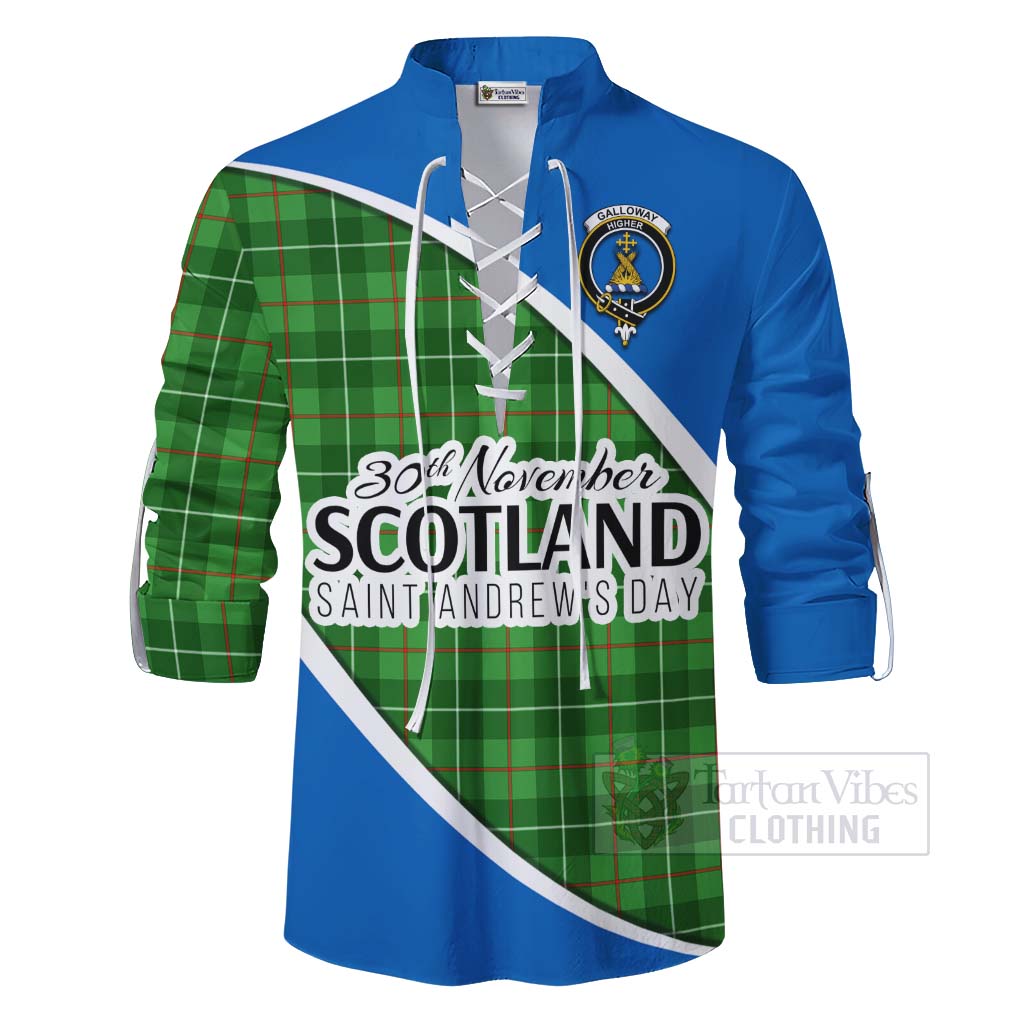 Tartan Vibes Clothing Galloway Family Crest Tartan Ghillie Kilt Shirt Celebrate Saint Andrew's Day in Style