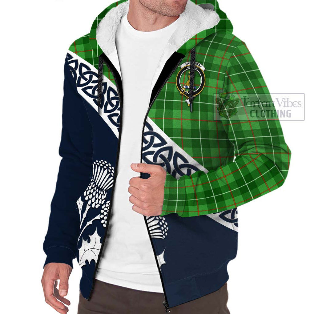 Tartan Vibes Clothing Galloway Tartan Sherpa Hoodie Featuring Thistle and Scotland Map