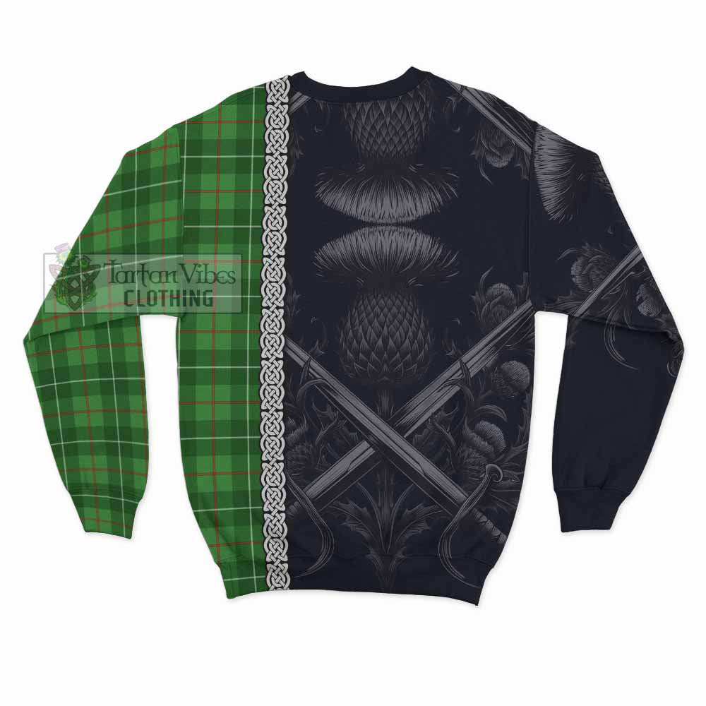 Tartan Vibes Clothing Galloway Tartan Sweatshirt with Family Crest Cross Sword Thistle Celtic Vibes