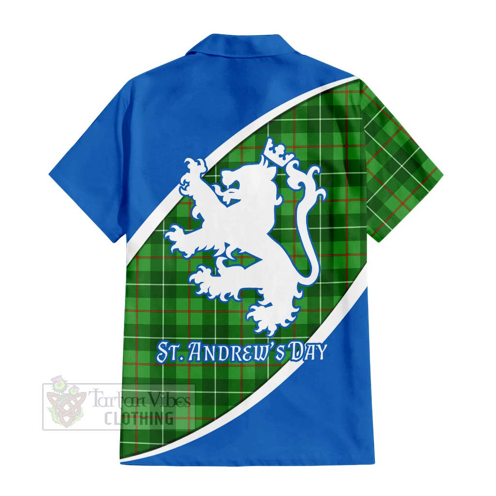 Tartan Vibes Clothing Galloway Family Crest Tartan Short Sleeve Button Shirt Celebrate Saint Andrew's Day in Style