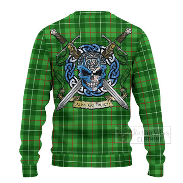 Galloway Tartan Ugly Sweater with Family Crest Celtic Skull Style