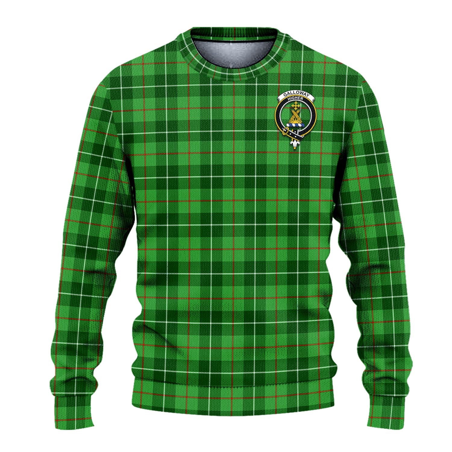 Galloway Tartan Knitted Sweater with Family Crest - Tartanvibesclothing