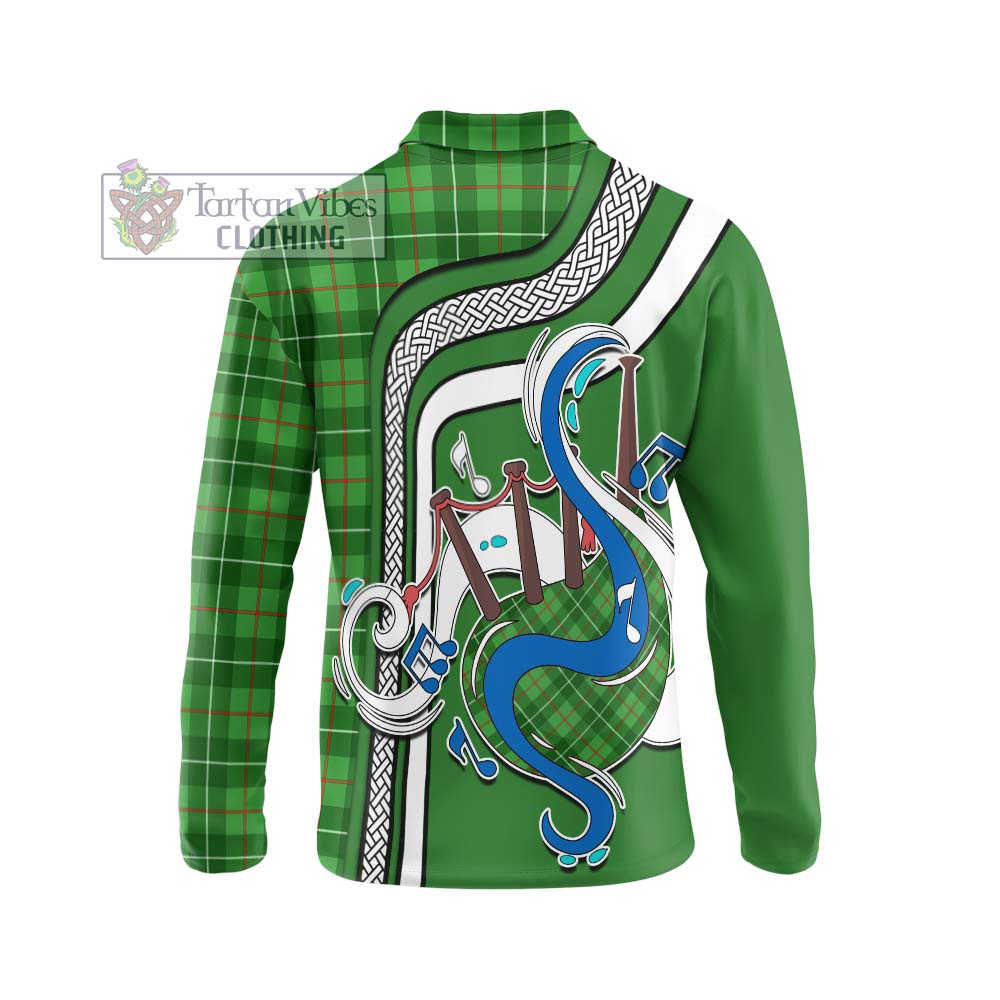 Tartan Vibes Clothing Galloway Tartan Long Sleeve Polo Shirt with Epic Bagpipe Style