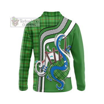 Galloway Tartan Long Sleeve Polo Shirt with Epic Bagpipe Style