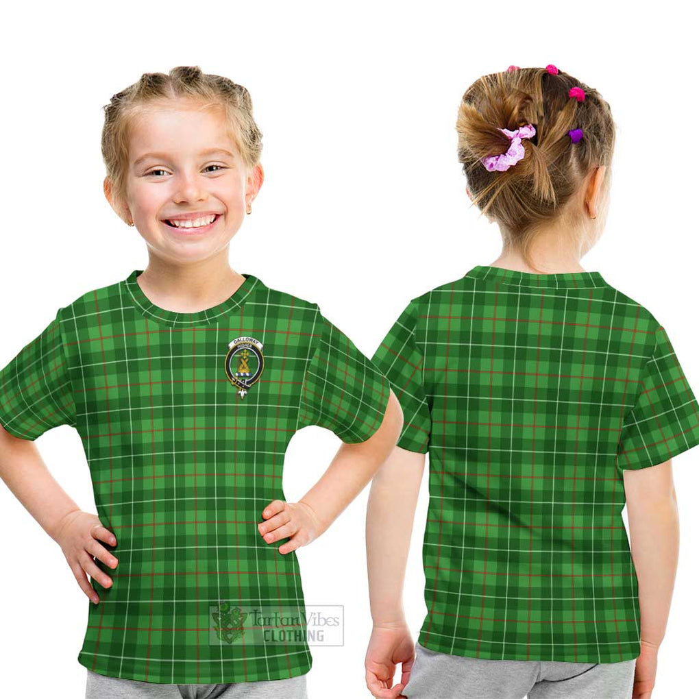 Galloway Tartan Kid T-Shirt with Family Crest - Tartanvibesclothing Shop