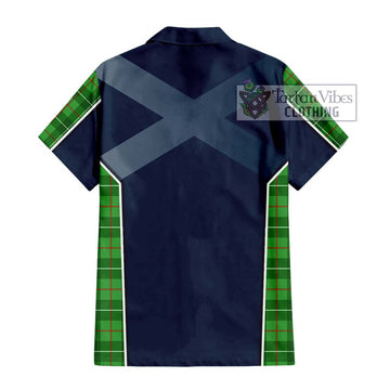 Galloway Tartan Short Sleeve Button Shirt with Family Crest and Lion Rampant Vibes Sport Style