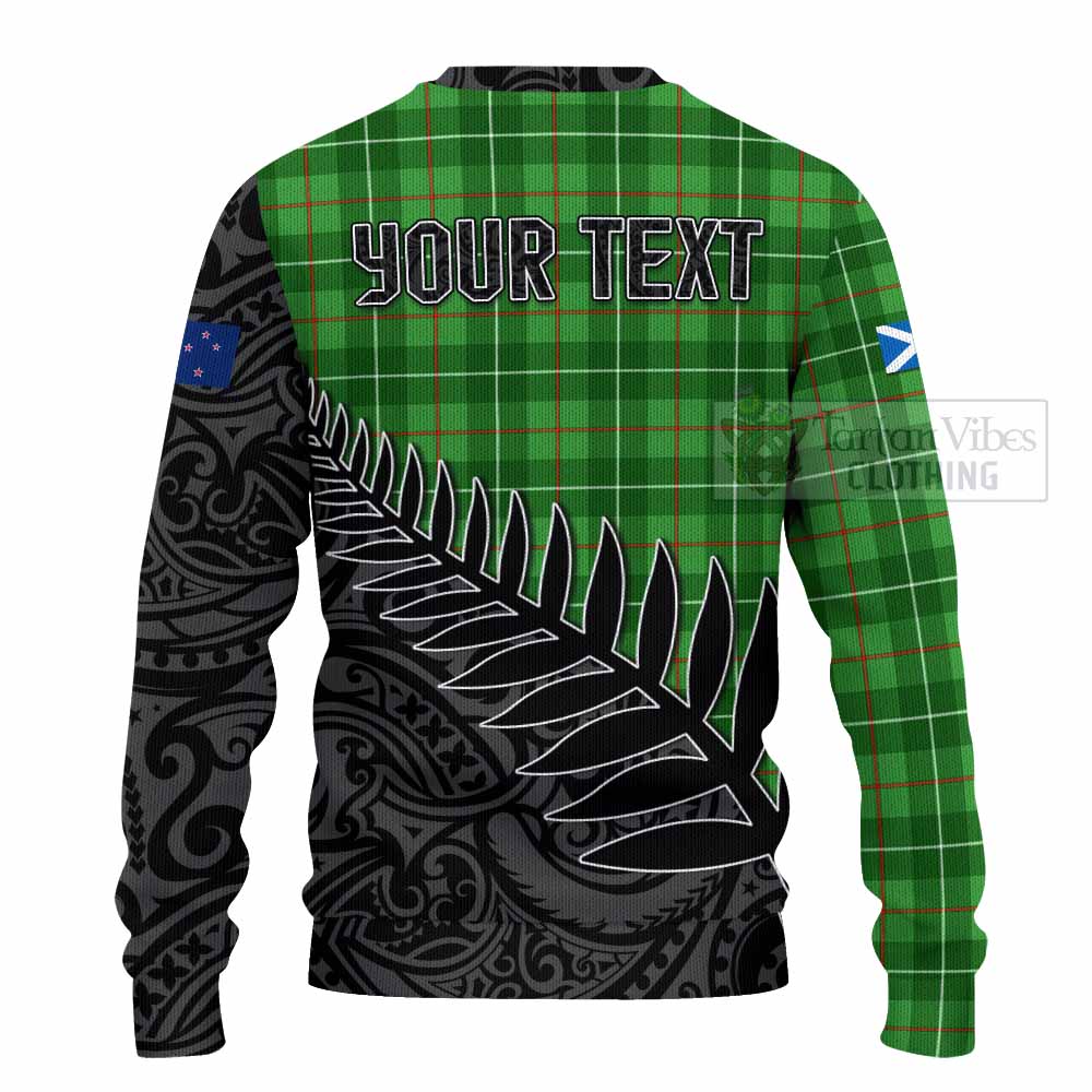 Tartan Vibes Clothing Galloway Crest Tartan Knitted Sweater with New Zealand Silver Fern Half Style