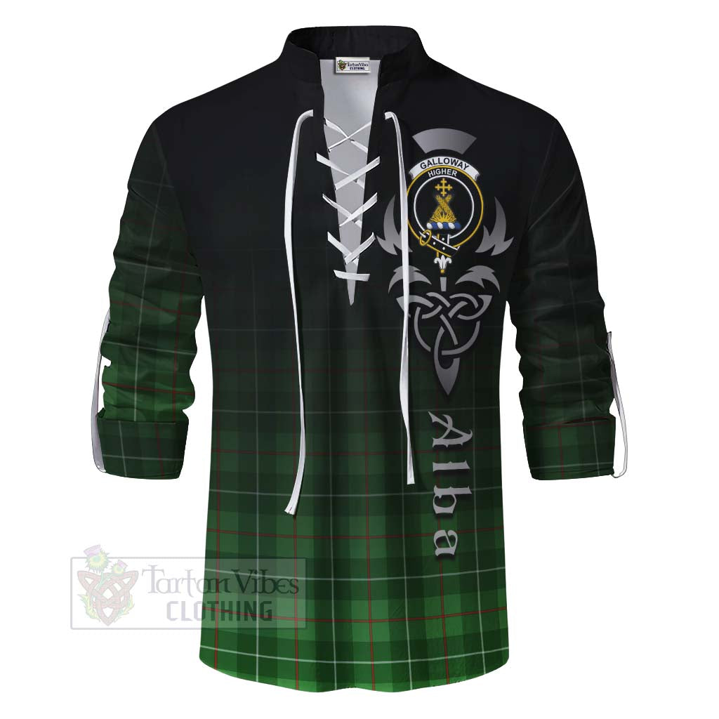 Tartan Vibes Clothing Galloway Tartan Ghillie Kilt Shirt Featuring Alba Gu Brath Family Crest Celtic Inspired