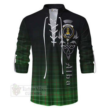 Galloway Tartan Ghillie Kilt Shirt Featuring Alba Gu Brath Family Crest Celtic Inspired