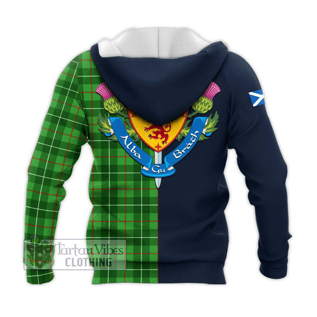 Tartan Vibes Clothing Galloway Tartan Knitted Hoodie with Scottish Lion Royal Arm Half Style