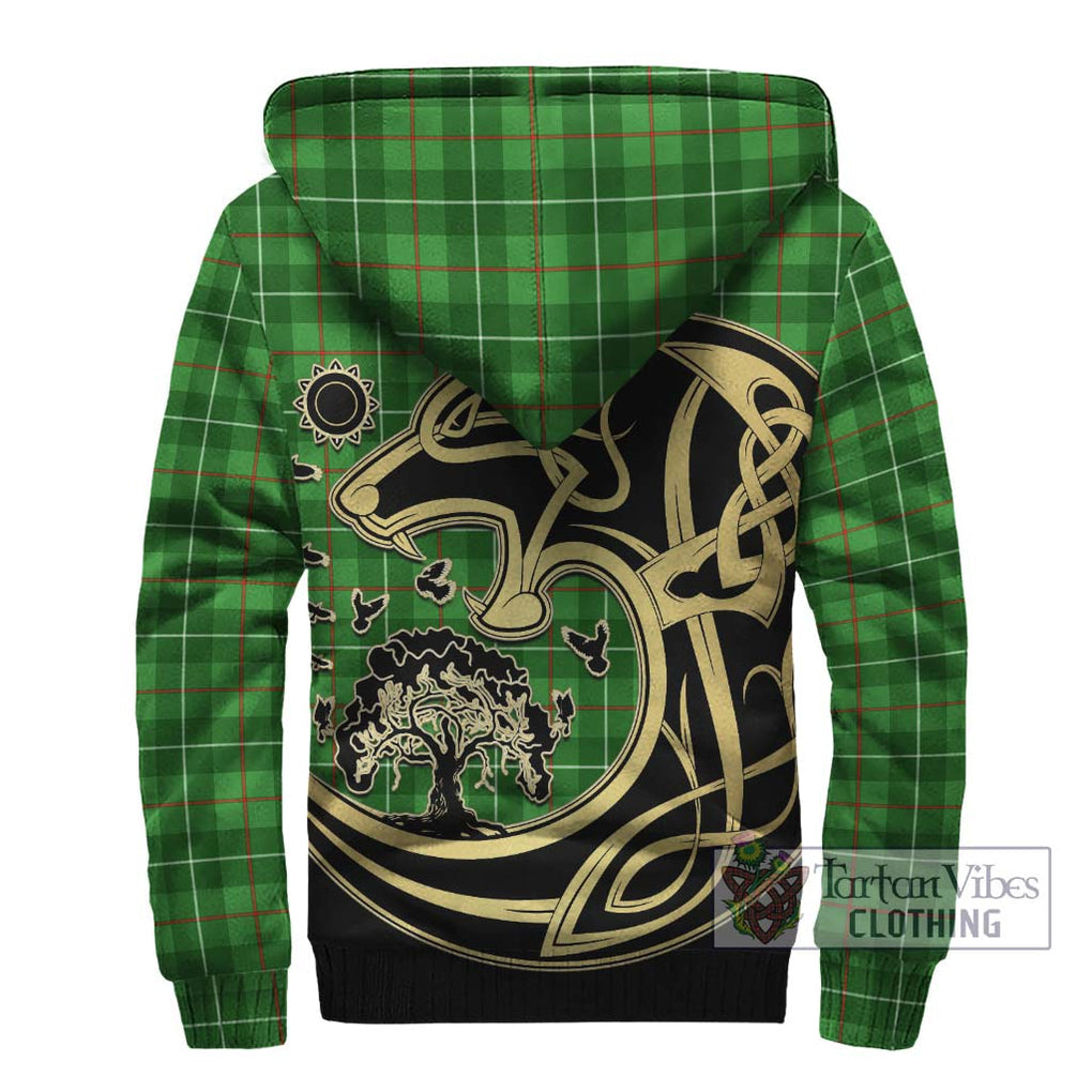 Galloway Tartan Sherpa Hoodie with Family Crest Celtic Wolf Style - Tartan Vibes Clothing