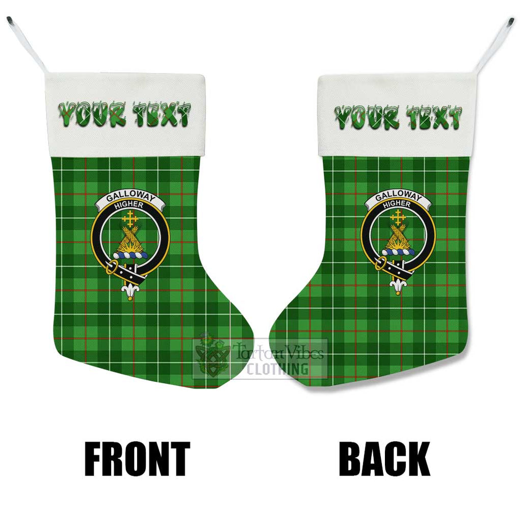 Tartan Vibes Clothing Galloway Tartan Family Crest Christmas Stocking with Personalized Text