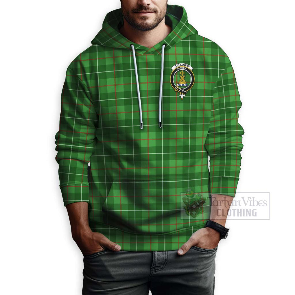 Tartan Vibes Clothing Galloway Tartan Hoodie with Family Crest and Bearded Skull Holding Bottles of Whiskey