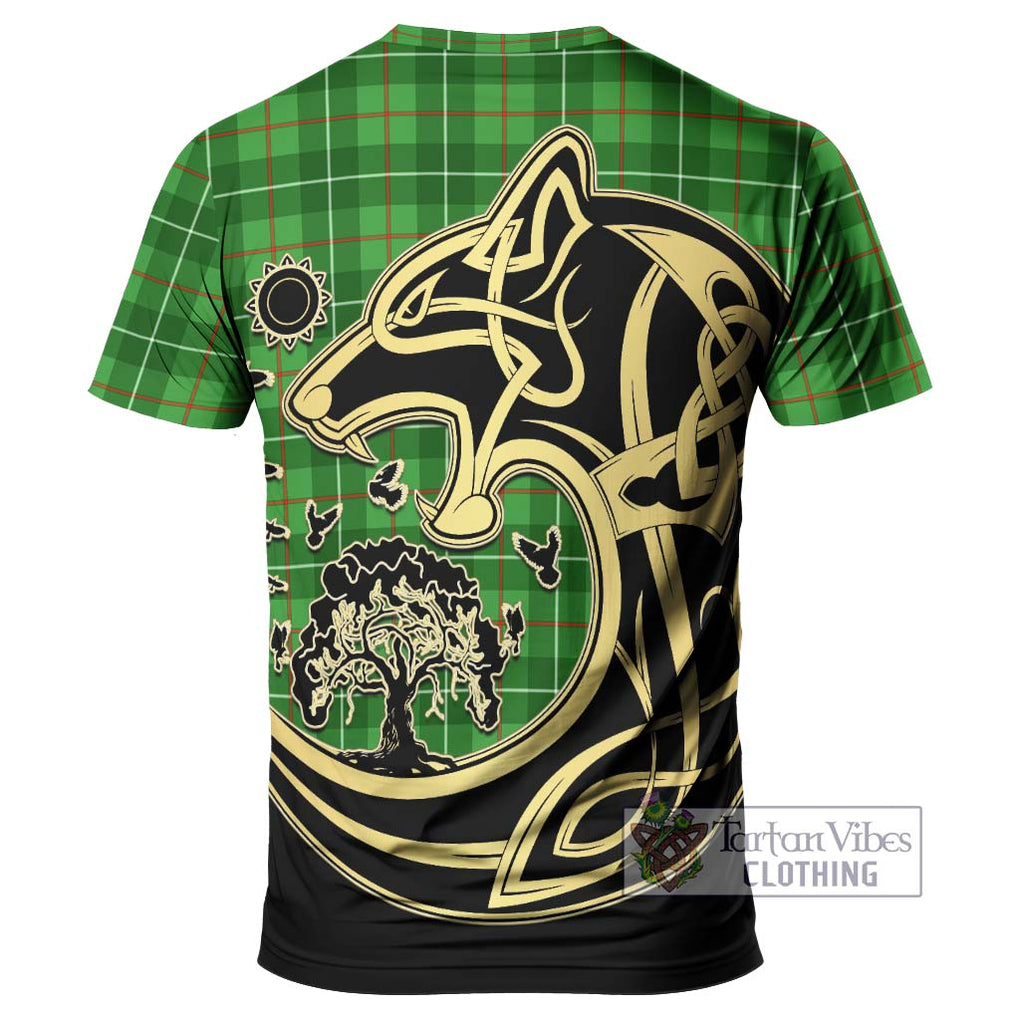 Galloway Tartan T-Shirt with Family Crest Celtic Wolf Style - Tartan Vibes Clothing