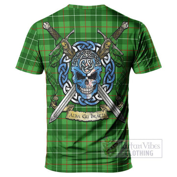 Galloway Tartan T-Shirt with Family Crest Celtic Skull Style