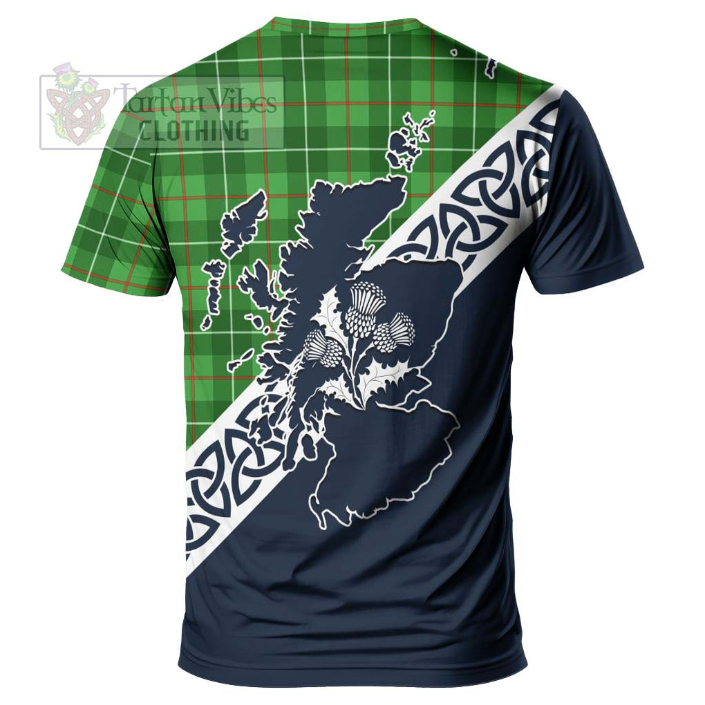 Galloway Tartan T-Shirt Featuring Thistle and Scotland Map