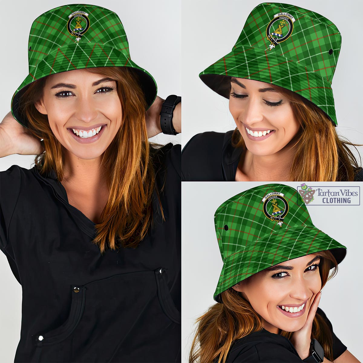 Tartan Vibes Clothing Galloway Tartan Bucket Hat with Family Crest