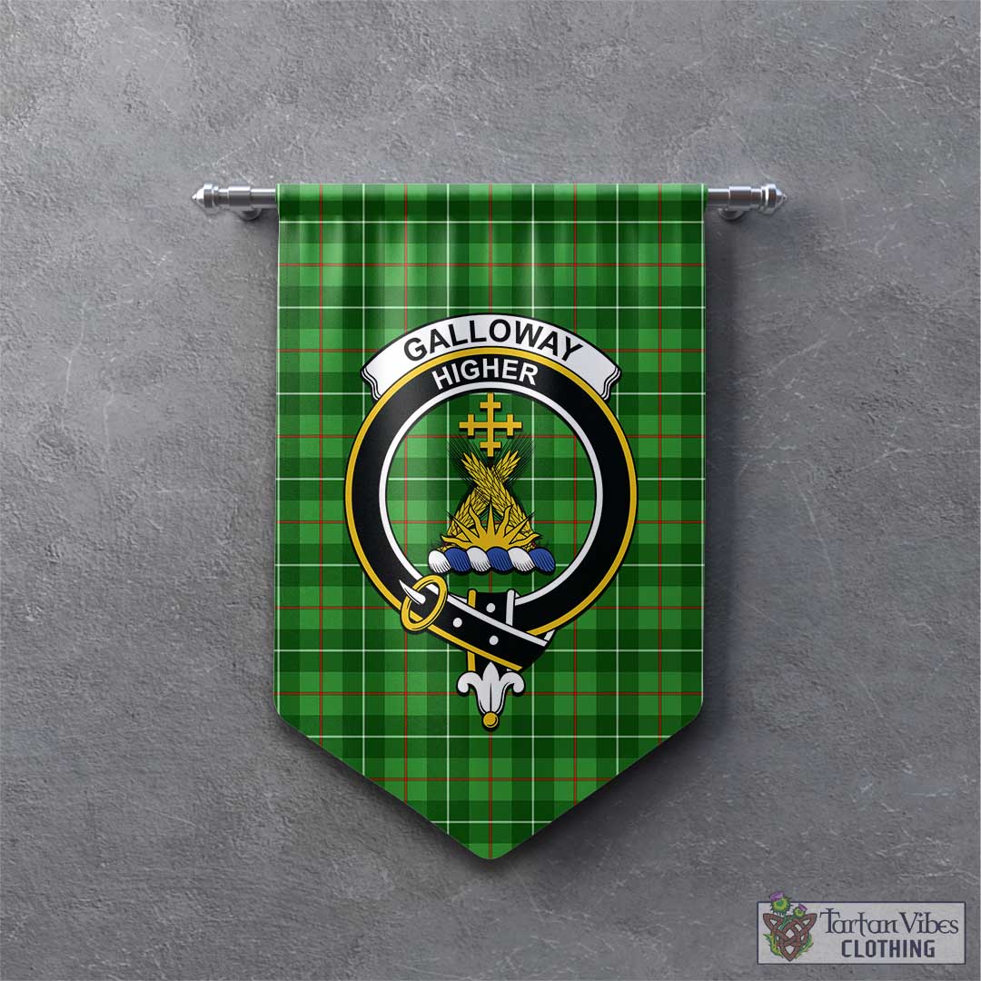 Tartan Vibes Clothing Galloway Tartan Gonfalon, Tartan Banner with Family Crest