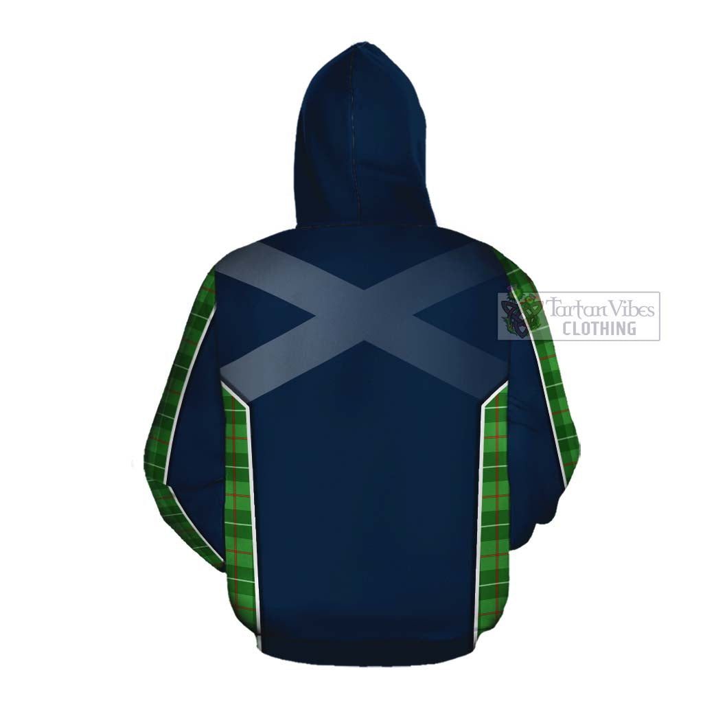 Tartan Vibes Clothing Galloway Tartan Cotton Hoodie with Family Crest and Scottish Thistle Vibes Sport Style