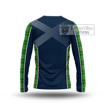 Galloway Tartan Long Sleeve T-Shirt with Family Crest and Lion Rampant Vibes Sport Style