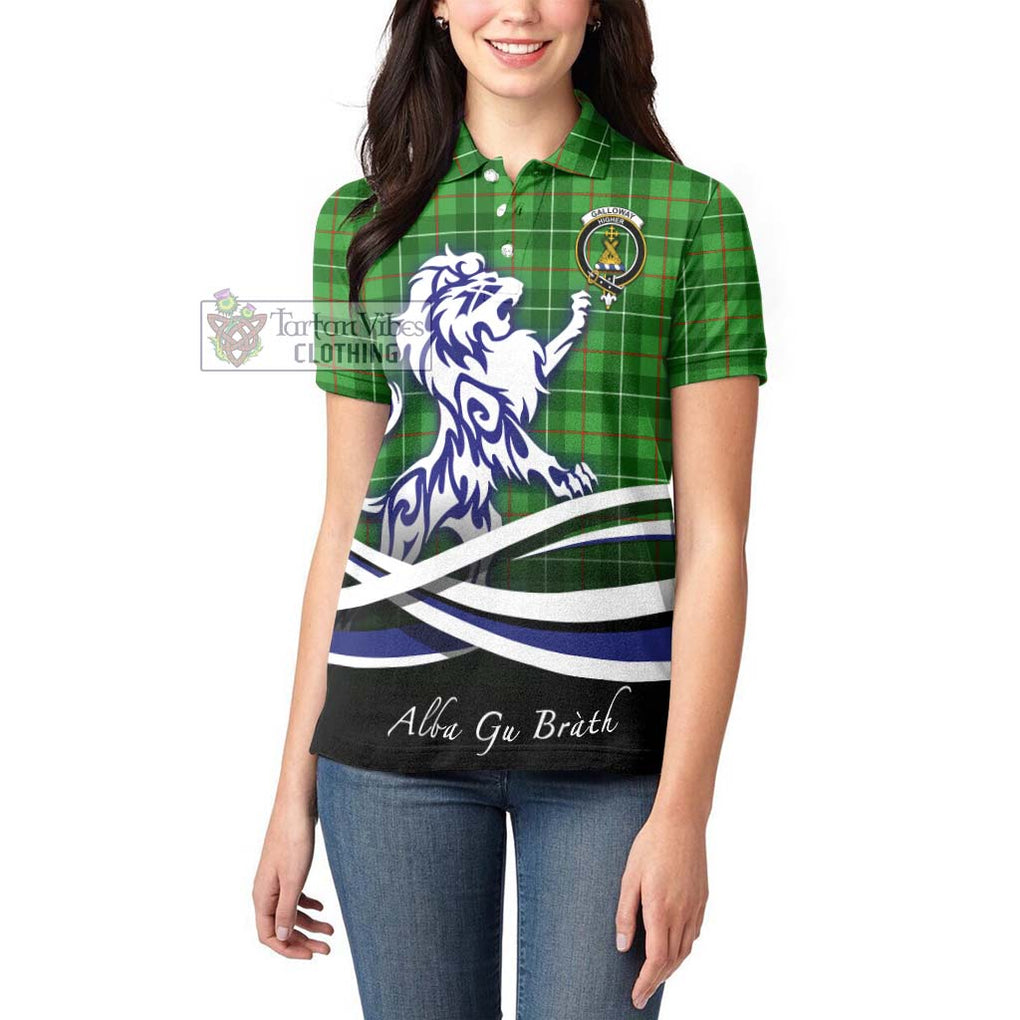 Galloway Tartan Women's Polo Shirt with Alba Gu Brath Regal Lion Emblem - Tartanvibesclothing Shop