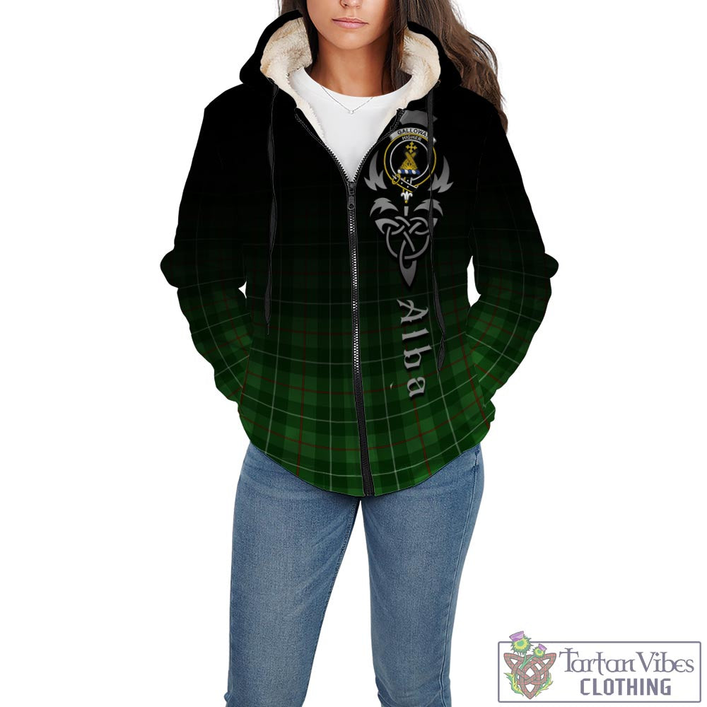 Tartan Vibes Clothing Galloway Tartan Sherpa Hoodie Featuring Alba Gu Brath Family Crest Celtic Inspired