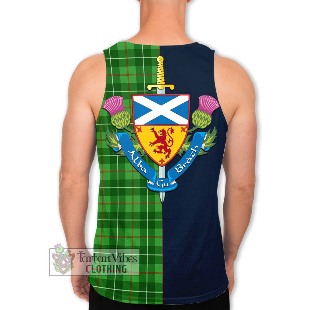 Tartan Vibes Clothing Galloway Tartan Men's Tank Top with Scottish Lion Royal Arm Half Style