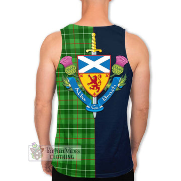 Galloway Tartan Men's Tank Top Alba with Scottish Lion Royal Arm Half Style