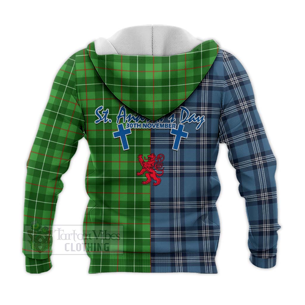 Tartan Vibes Clothing Galloway Tartan Knitted Hoodie Happy St. Andrew's Day Half Tartan Style